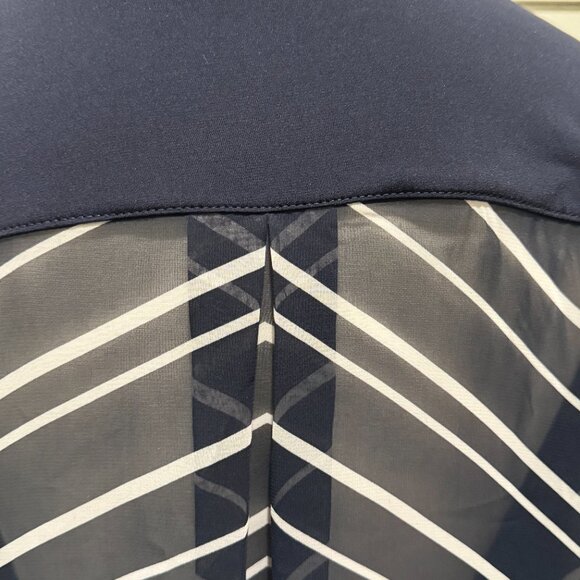 Chico’s Navy Open Front Cardigan/Jacket with Sheer Striped Back – Size 3 (XL) - Picture 5 of 9